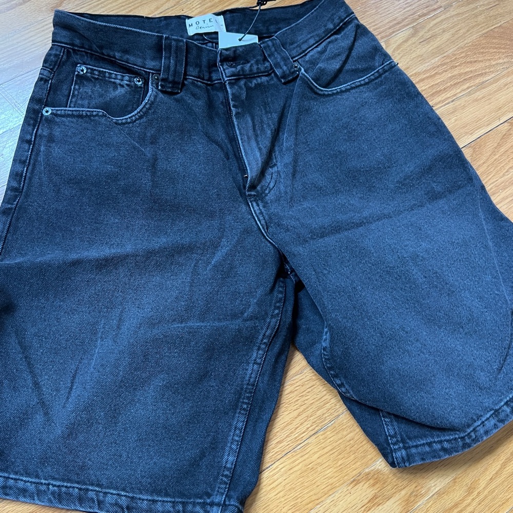 Lowrise Black Denim Shorts